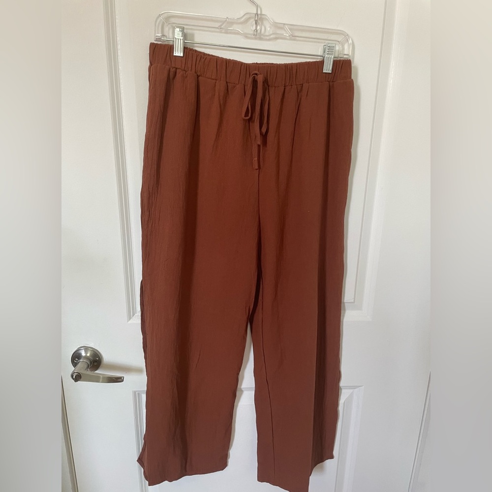 Wide Leg Linen Pant with Side Slits